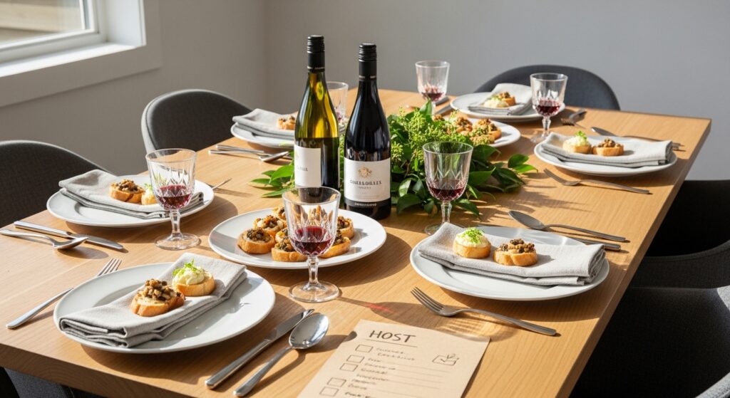 Mesa de jantar elegante preparada para uma recepção em casa